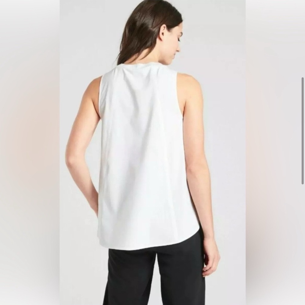 Athleta Zephyr Ribbed Collar Tank | Bright White | Sleeveless | XS - Picture 3 of 6